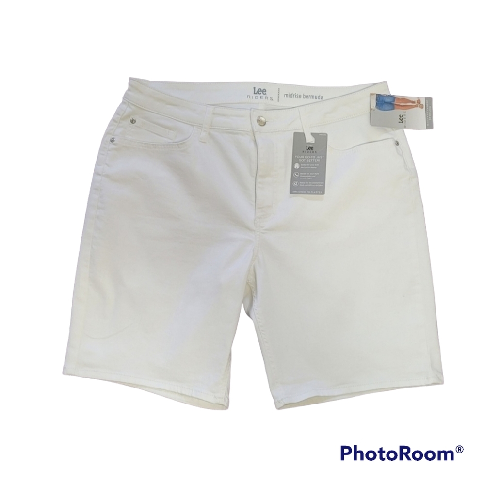 Lee Riders White Mid-Rise Bermuda Shorts Size 16